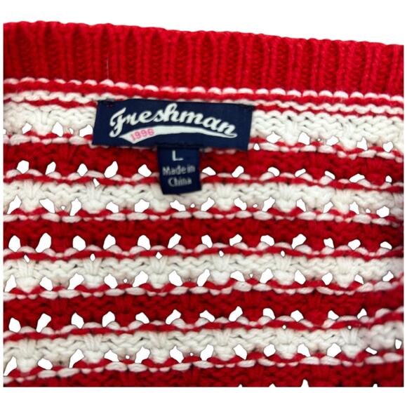 Freshman Red and White Crocheted Crop Top Women’s Size Large Y2K - Picture 5 of 8